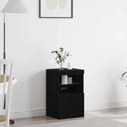 Dressoir bewerkt hout 41x37x67 cm zwart eiken led