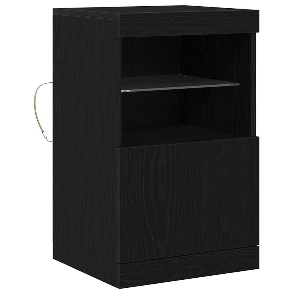 LED Sideboard Zwart Eiken 41 x 37 x 67 cm Bewerkt hout