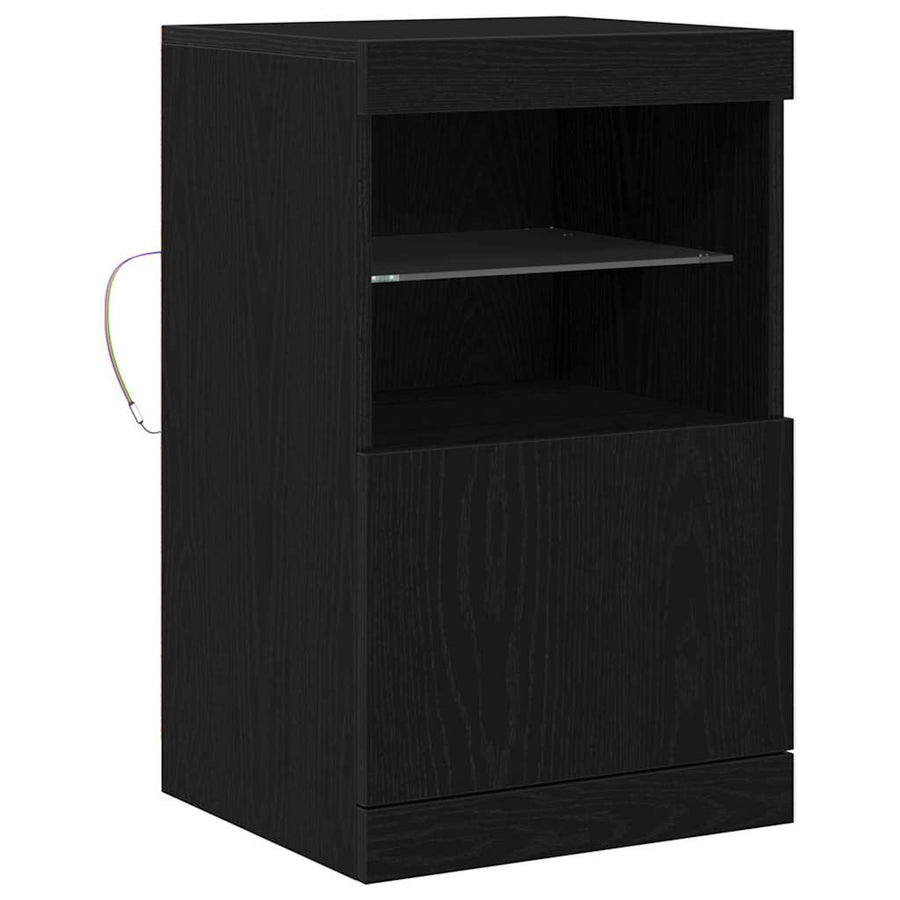 LED Sideboard Zwart Eiken 41 x 37 x 67 cm Bewerkt hout