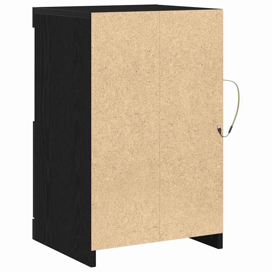 LED Sideboard Zwart Eiken 41 x 37 x 67 cm Bewerkt hout