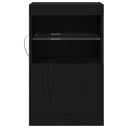LED Sideboard Zwart Eiken 41 x 37 x 67 cm Bewerkt hout