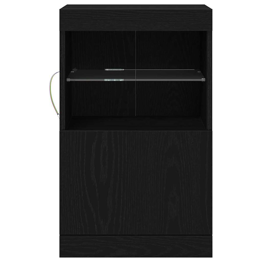 LED Sideboard Zwart Eiken 41 x 37 x 67 cm Bewerkt hout