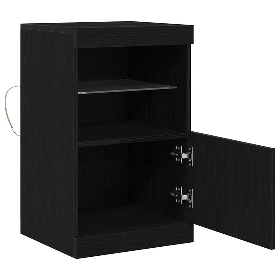 LED Sideboard Zwart Eiken 41 x 37 x 67 cm Bewerkt hout