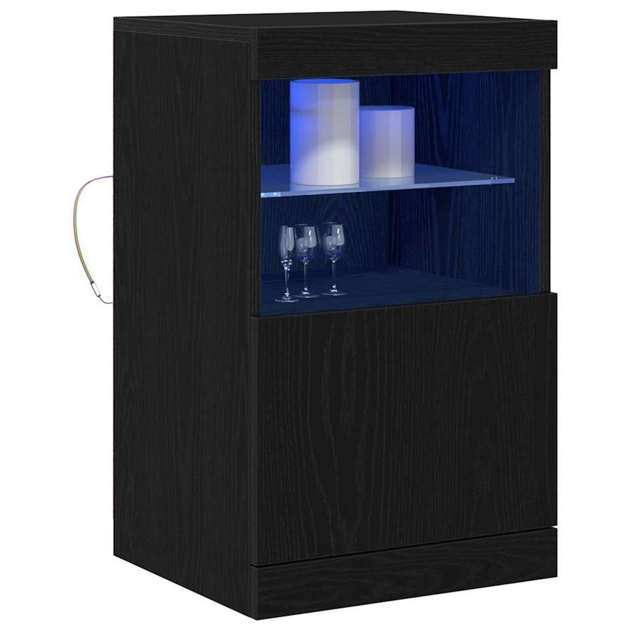 LED Sideboard Zwart Eiken 41 x 37 x 67 cm Bewerkt hout