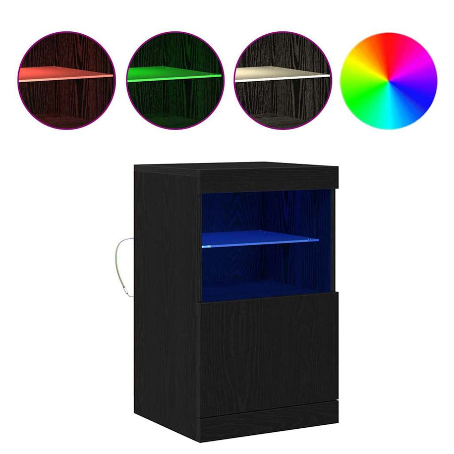 LED Sideboard Zwart Eiken 41 x 37 x 67 cm Bewerkt hout