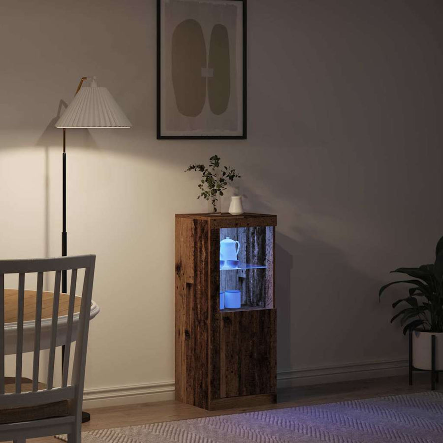 LED Sideboard Oudhout 41 x 37 x 100 cm Bewerkt hout