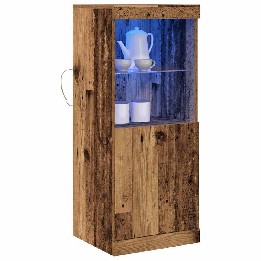 LED Sideboard Oudhout 41 x 37 x 100 cm Bewerkt hout