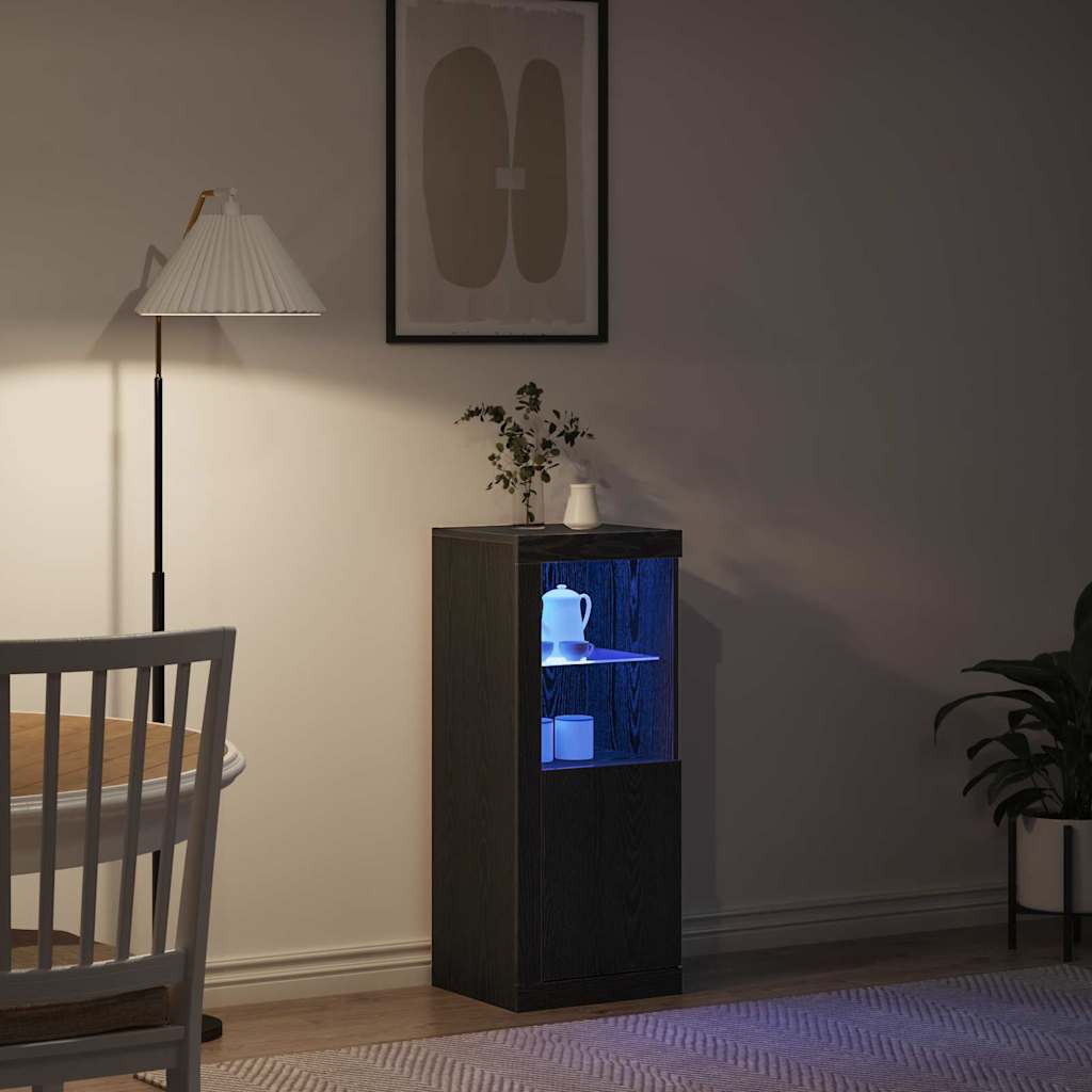 LED Sideboard Zwart Eiken 41 x 37 x 100 cm Bewerkt hout