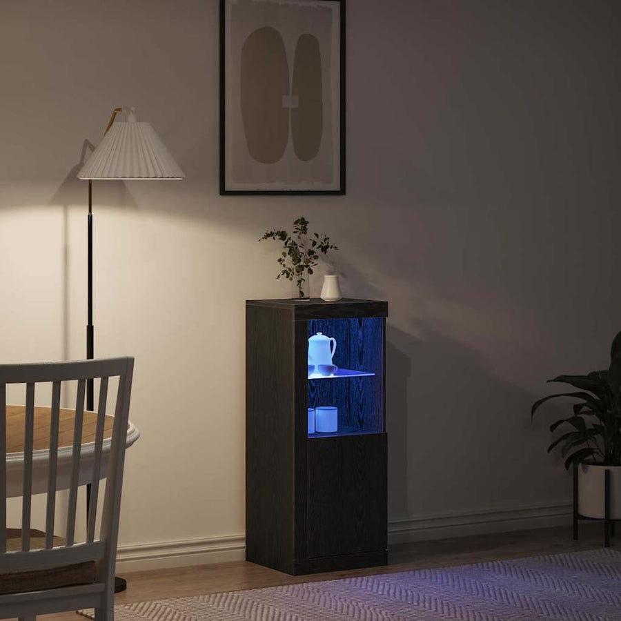 LED Sideboard Zwart Eiken 41 x 37 x 100 cm Bewerkt hout