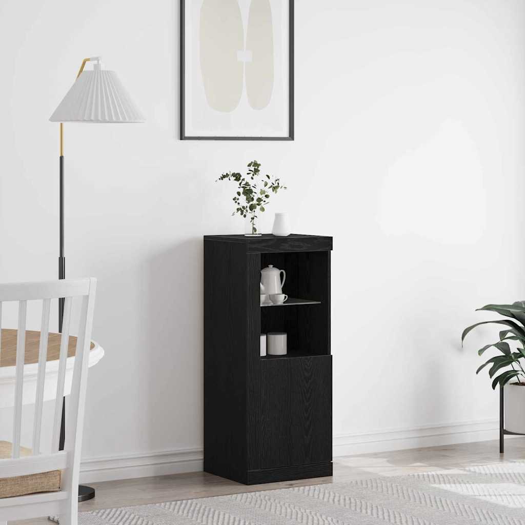 LED Sideboard Zwart Eiken 41 x 37 x 100 cm Bewerkt hout