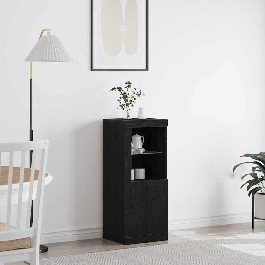 LED Sideboard Zwart Eiken 41 x 37 x 100 cm Bewerkt hout