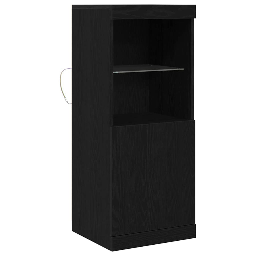 LED Sideboard Zwart Eiken 41 x 37 x 100 cm Bewerkt hout