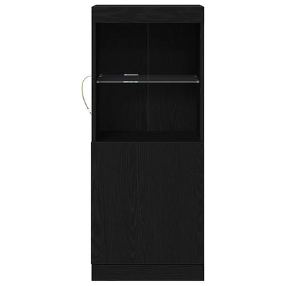 LED Sideboard Zwart Eiken 41 x 37 x 100 cm Bewerkt hout