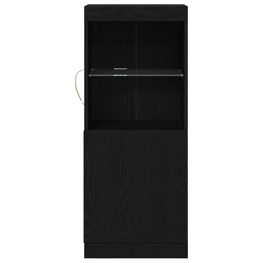LED Sideboard Zwart Eiken 41 x 37 x 100 cm Bewerkt hout
