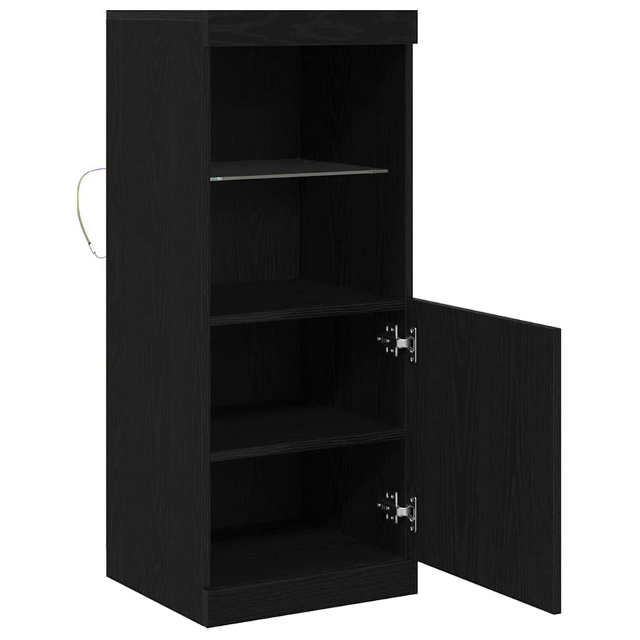 LED Sideboard Zwart Eiken 41 x 37 x 100 cm Bewerkt hout