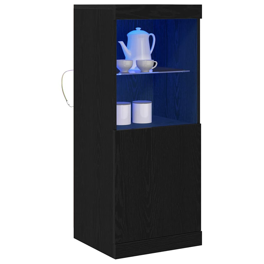 LED Sideboard Zwart Eiken 41 x 37 x 100 cm Bewerkt hout