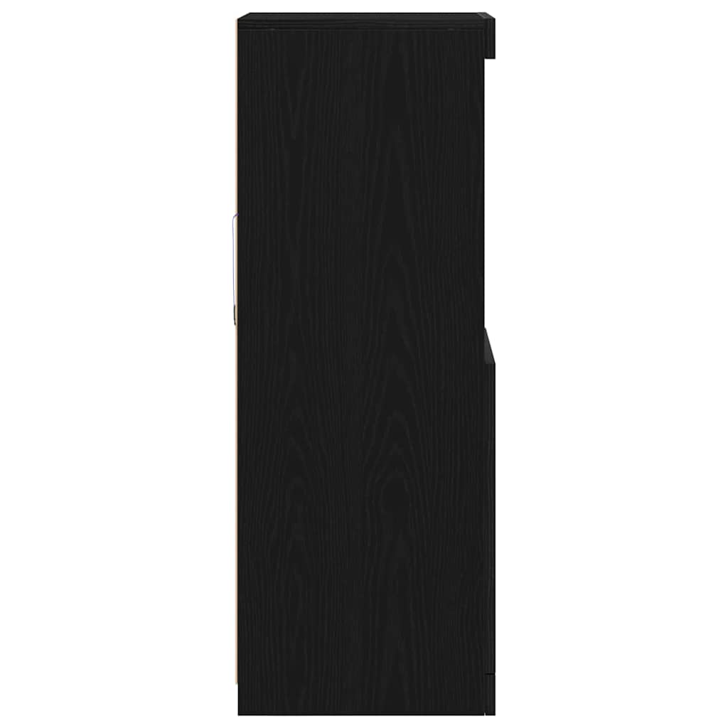 LED Sideboard Zwart Eiken 41 x 37 x 100 cm Bewerkt hout