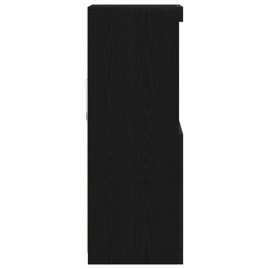 LED Sideboard Zwart Eiken 41 x 37 x 100 cm Bewerkt hout