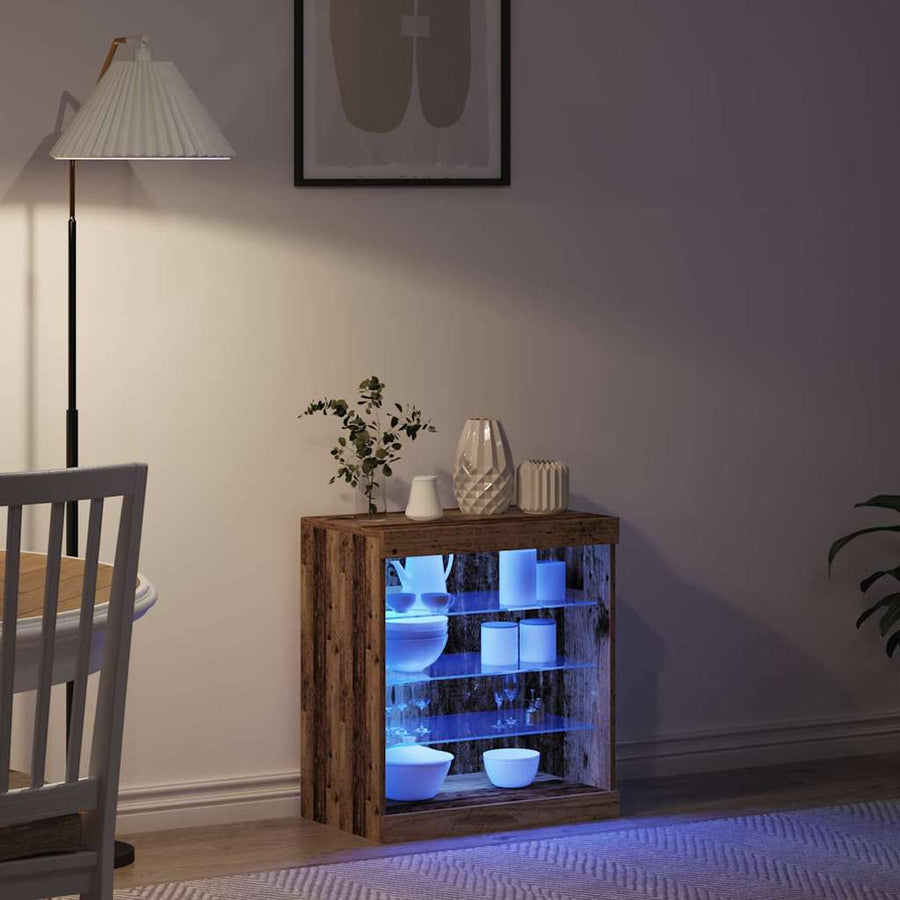 LED Sideboard Oudhout 60,5 x 37 x 67 cm Bewerkt hout