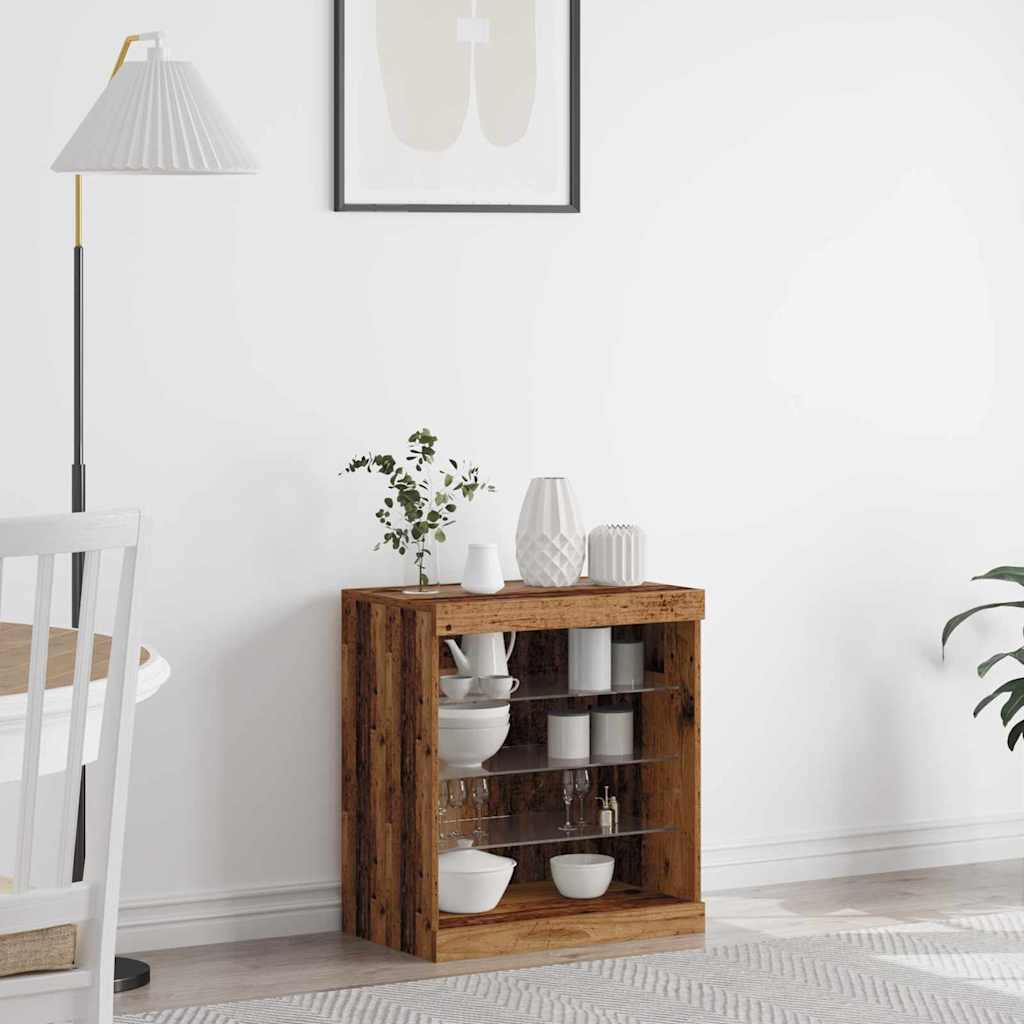 LED Sideboard Oudhout 60,5 x 37 x 67 cm Bewerkt hout