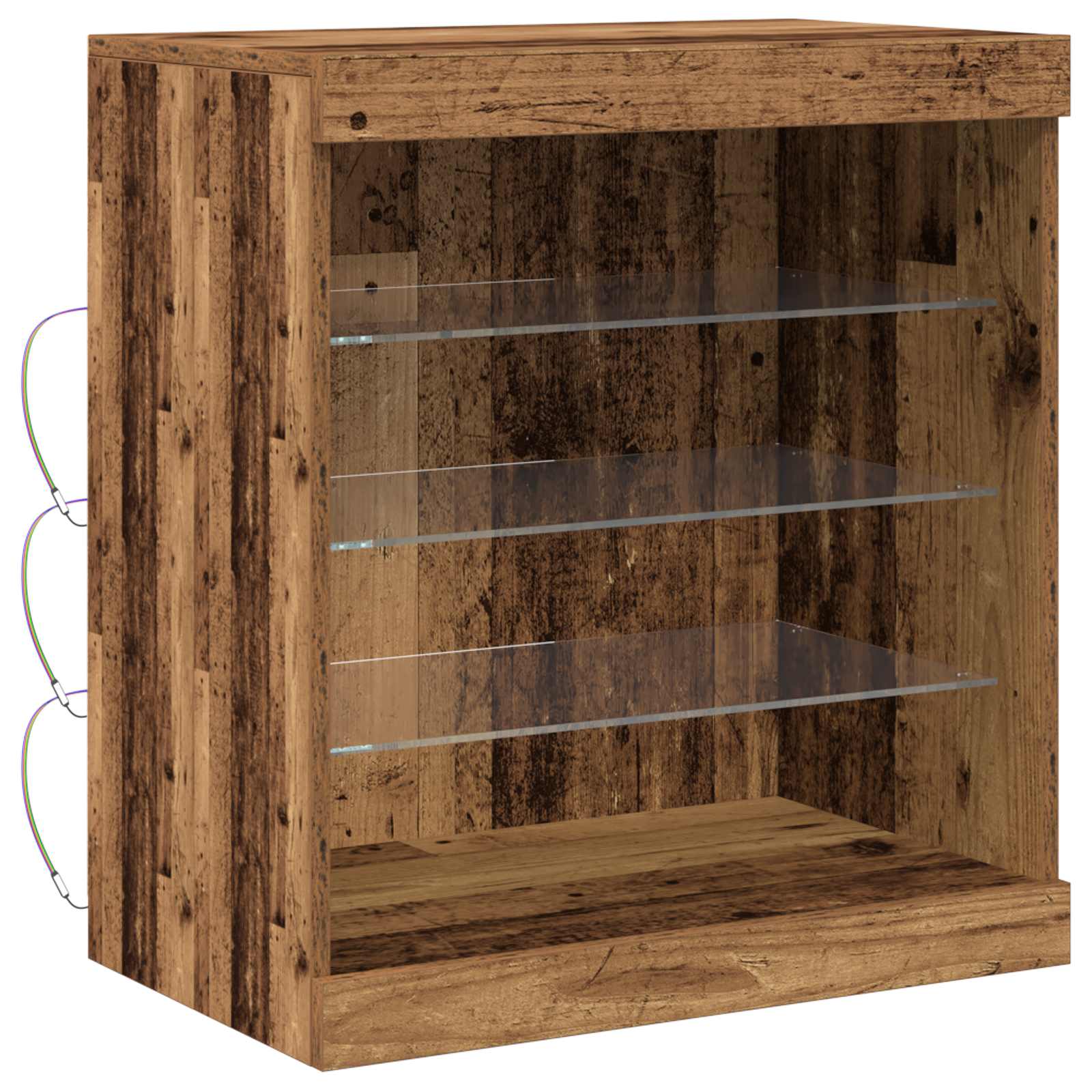 LED Sideboard Oudhout 60,5 x 37 x 67 cm Bewerkt hout