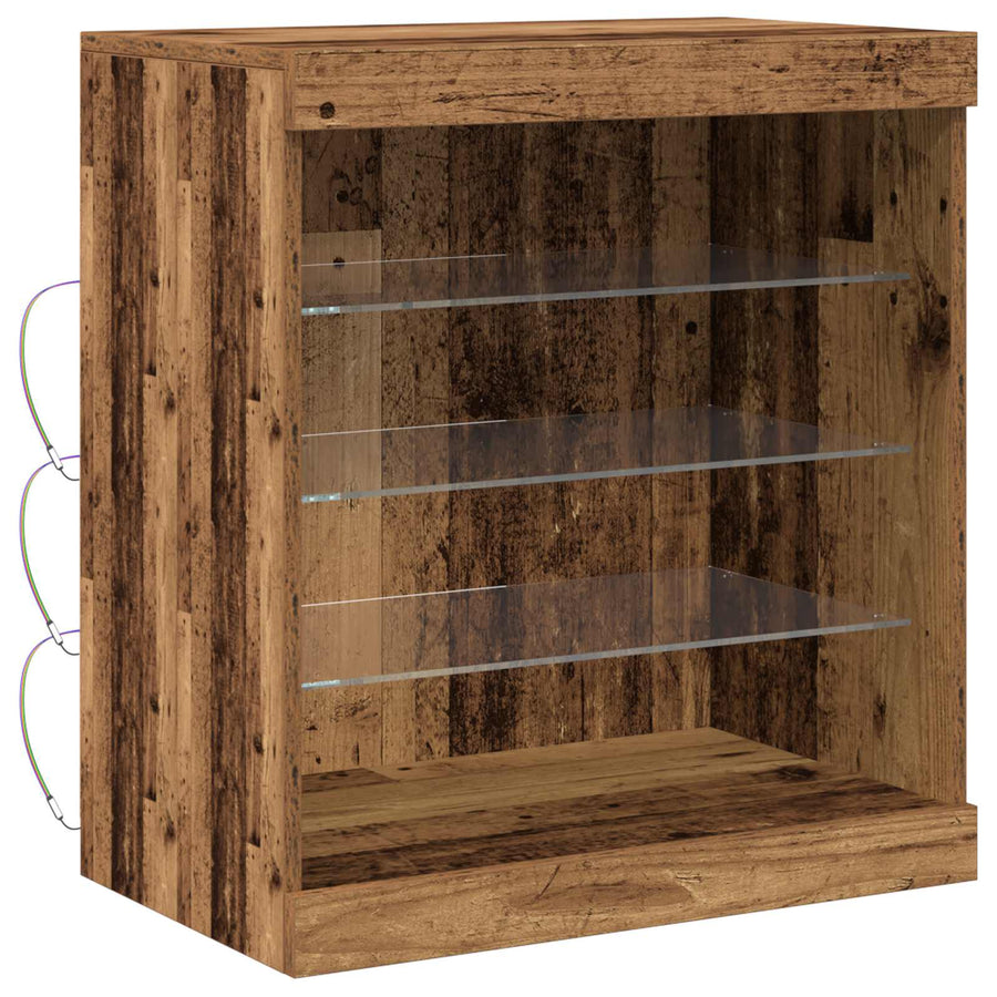 LED Sideboard Oudhout 60,5 x 37 x 67 cm Bewerkt hout