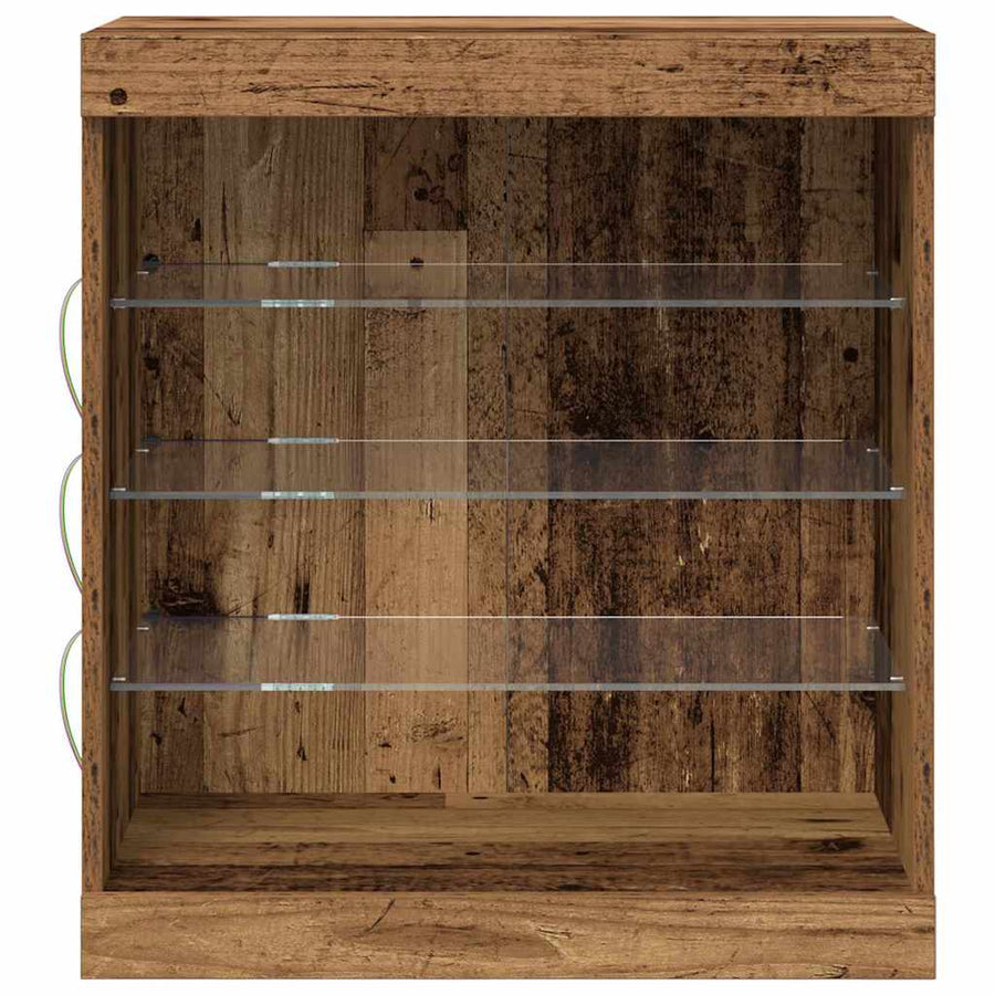 LED Sideboard Oudhout 60,5 x 37 x 67 cm Bewerkt hout