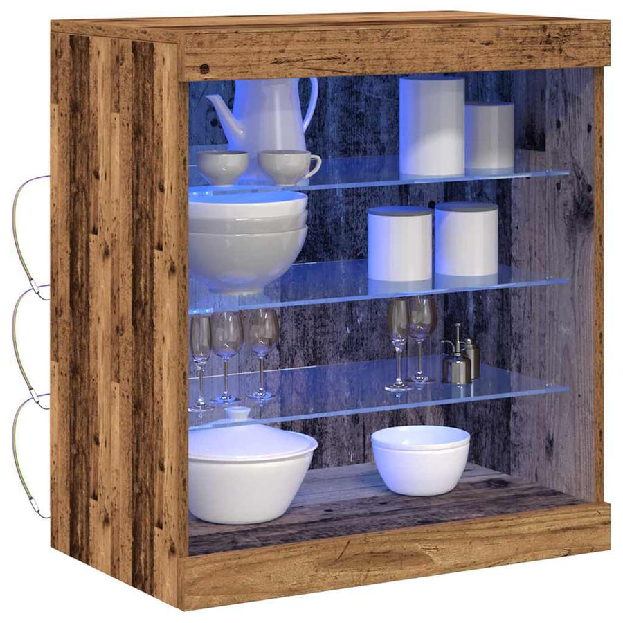 LED Sideboard Oudhout 60,5 x 37 x 67 cm Bewerkt hout