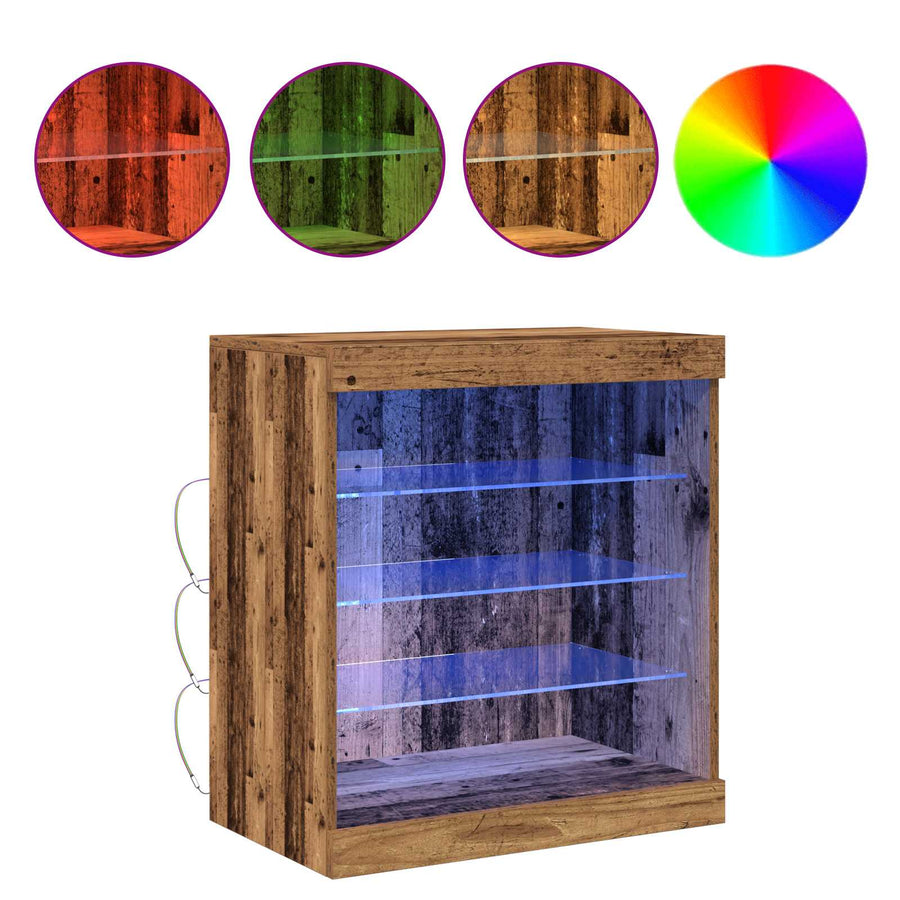 LED Sideboard Oudhout 60,5 x 37 x 67 cm Bewerkt hout