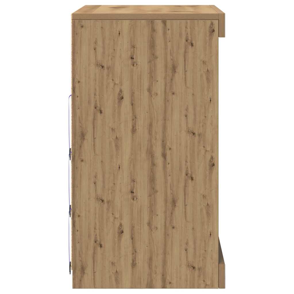 LED Sideboard Artisan Eiken 60,5 x 37 x 67 cm Bewerkt hout