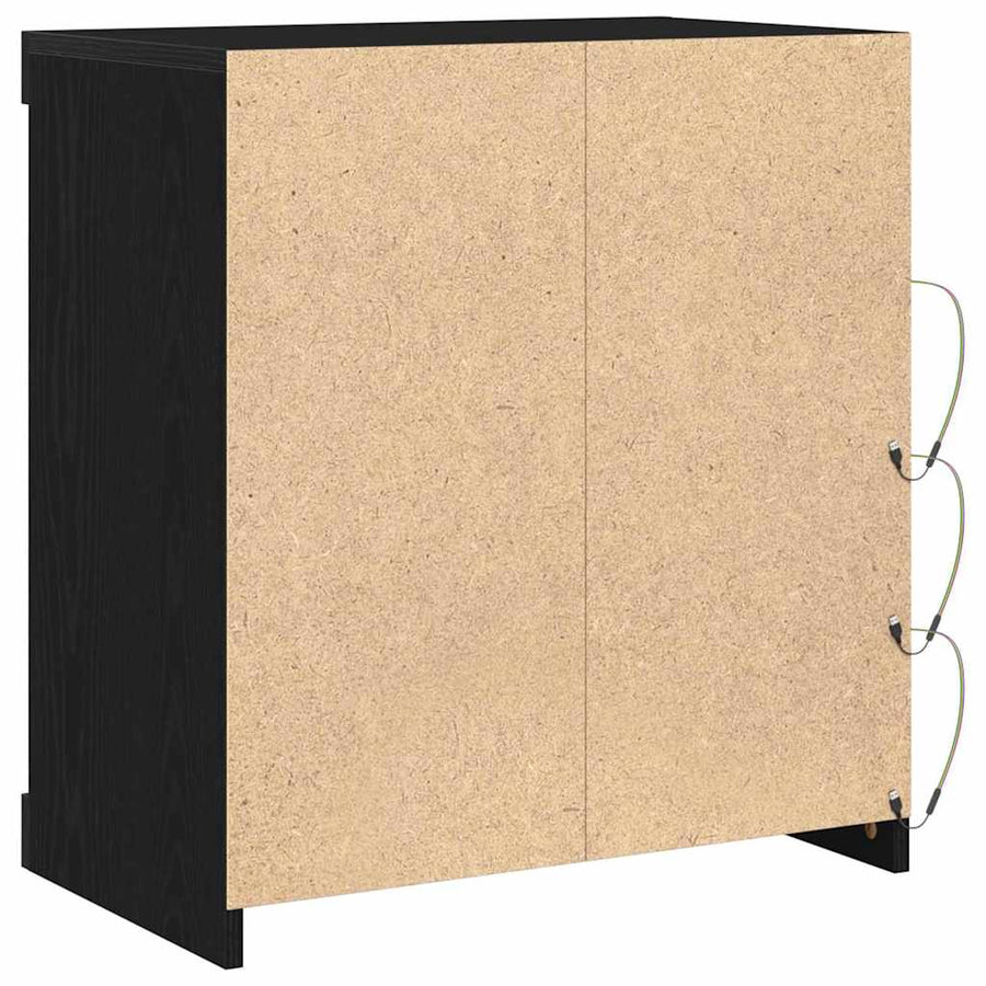 LED Sideboard Zwart Eiken 60,5 x 37 x 67 cm Bewerkt hout