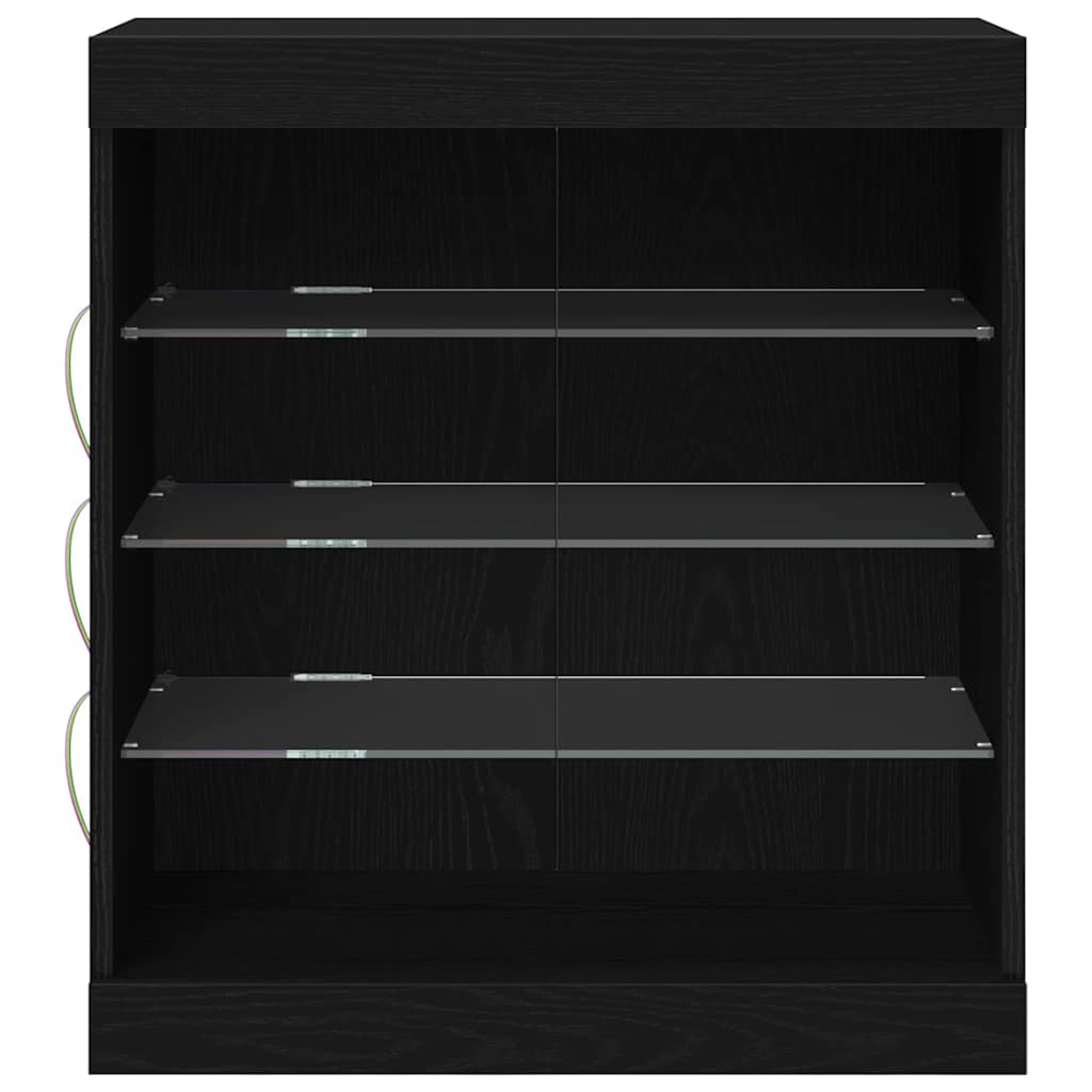 LED Sideboard Zwart Eiken 60,5 x 37 x 67 cm Bewerkt hout