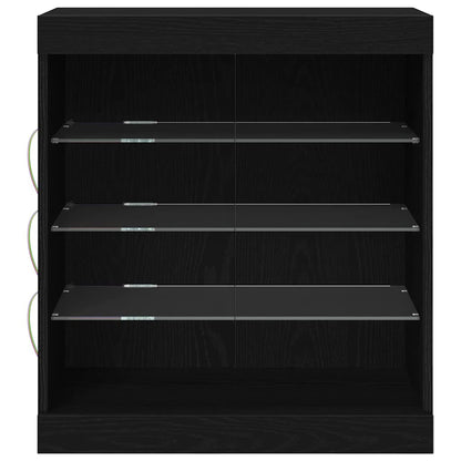 LED Sideboard Zwart Eiken 60,5 x 37 x 67 cm Bewerkt hout