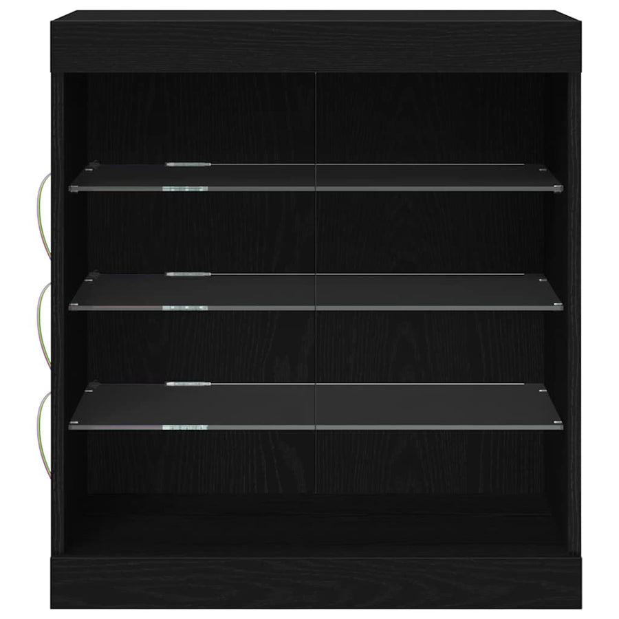 LED Sideboard Zwart Eiken 60,5 x 37 x 67 cm Bewerkt hout