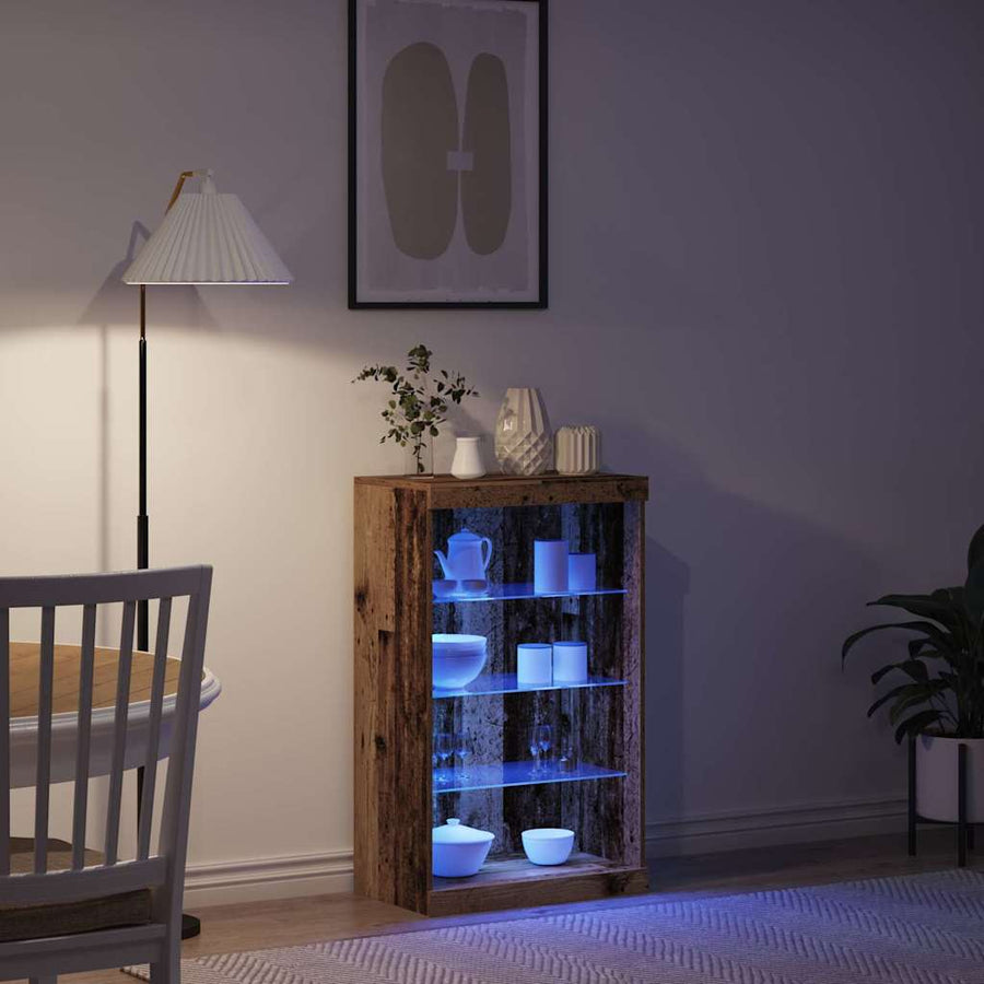 LED Sideboard Oudhout 60,5 x 37 x 100 cm Bewerkt hout