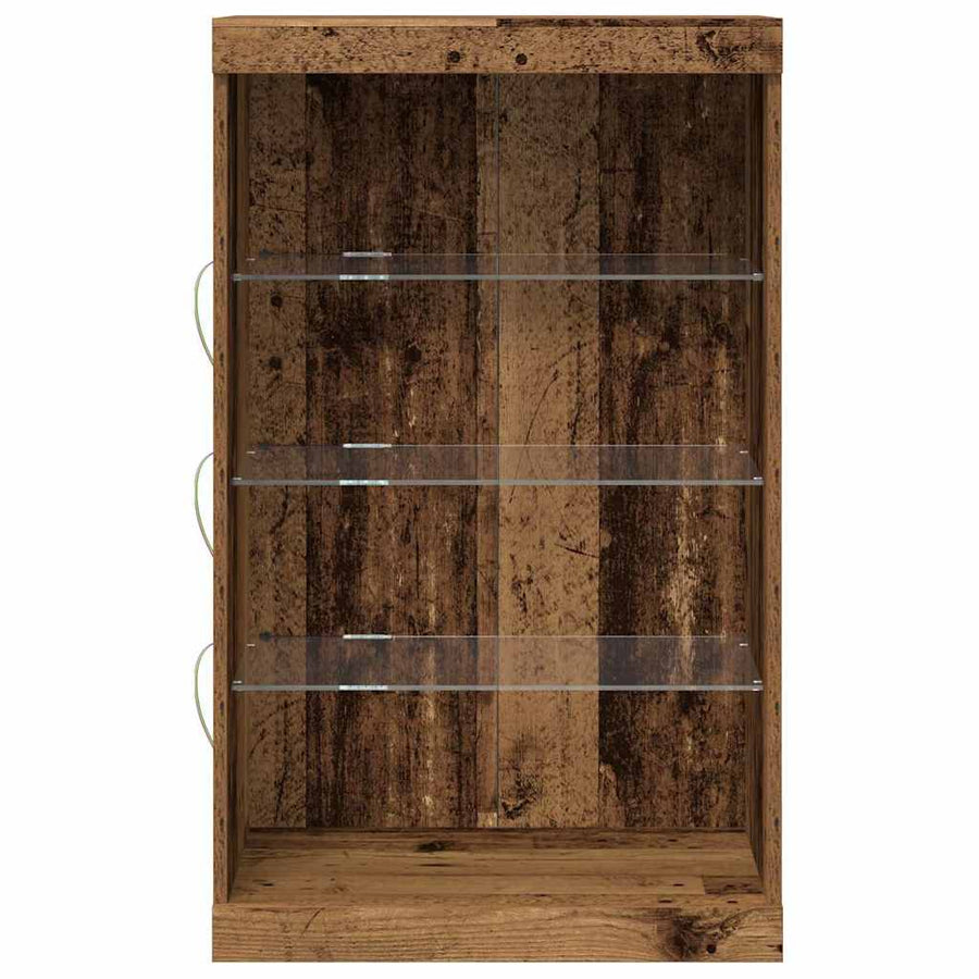 LED Sideboard Oudhout 60,5 x 37 x 100 cm Bewerkt hout