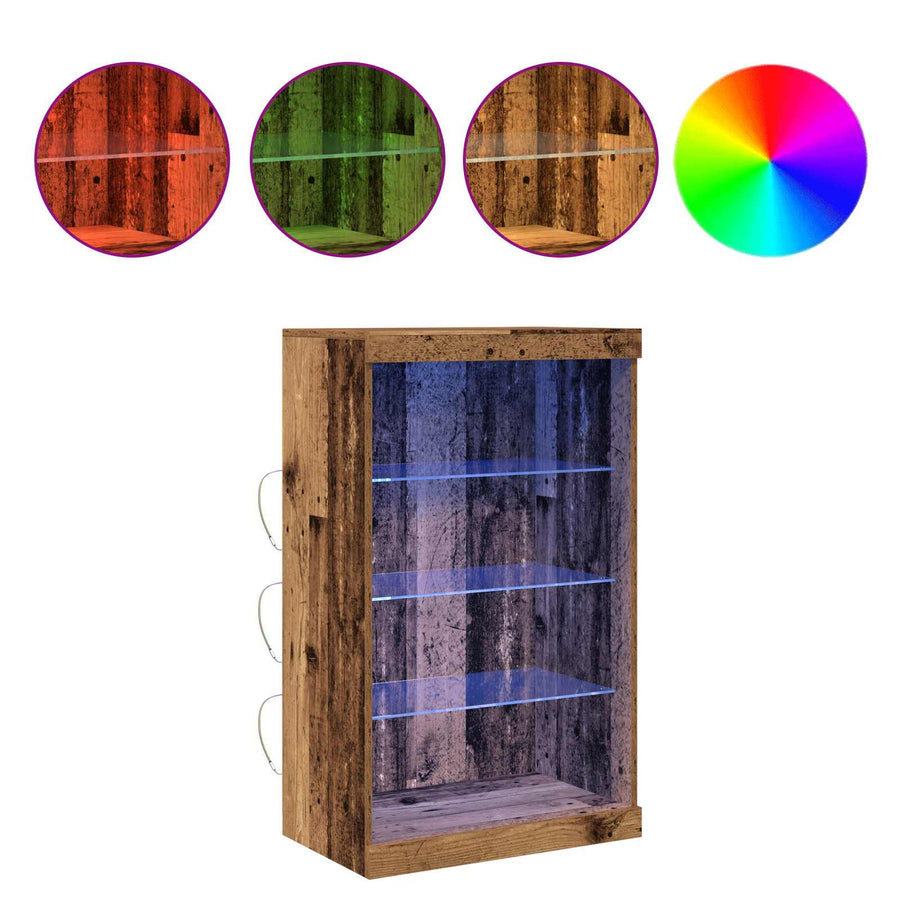 LED Sideboard Oudhout 60,5 x 37 x 100 cm Bewerkt hout