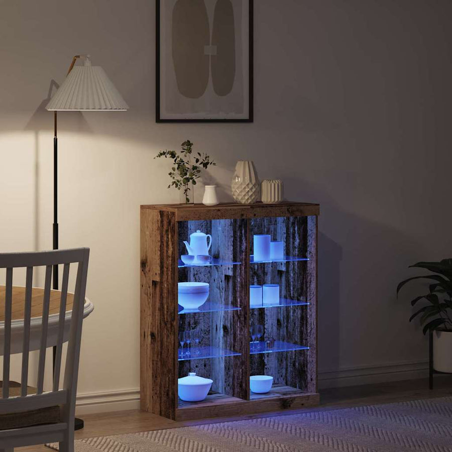 LED Sideboard Oudhout 41 x 37 x 100 cm Bewerkt hout