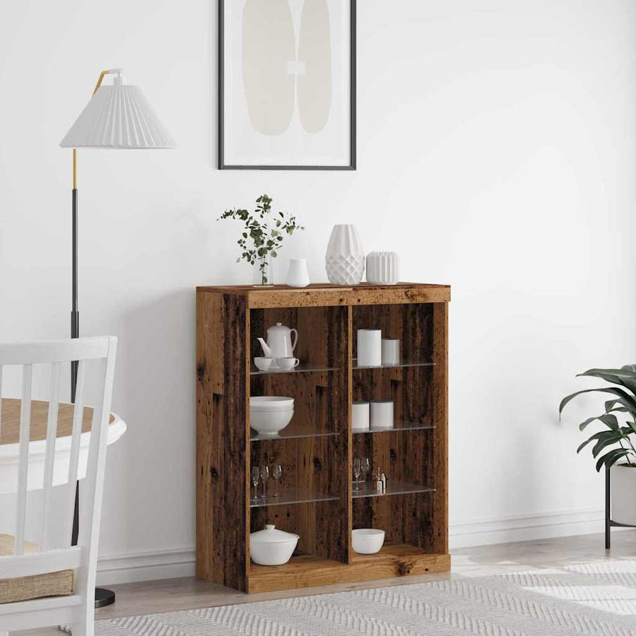 LED Sideboard Oudhout 41 x 37 x 100 cm Bewerkt hout