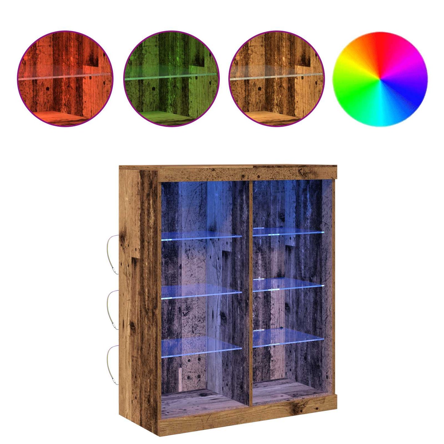 LED Sideboard Oudhout 41 x 37 x 100 cm Bewerkt hout