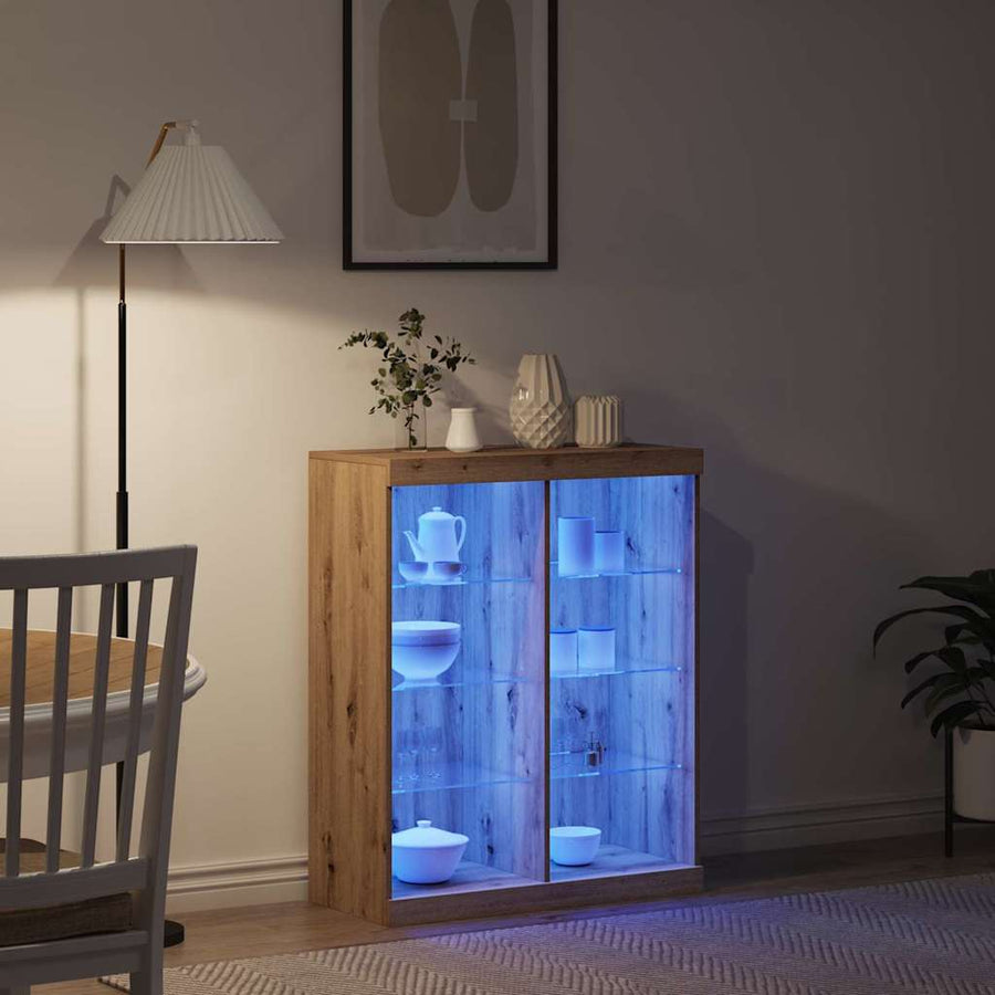 LED Sideboard Artisan Eiken 41 x 37 x 100 cm Bewerkt hout