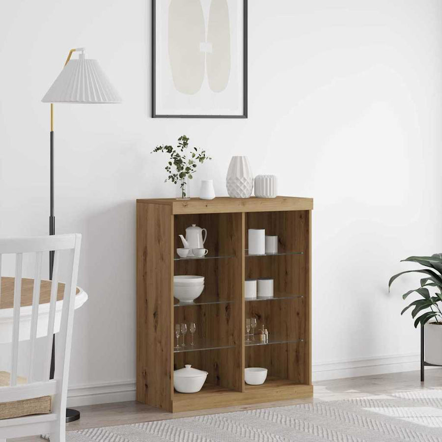 LED Sideboard Artisan Eiken 41 x 37 x 100 cm Bewerkt hout