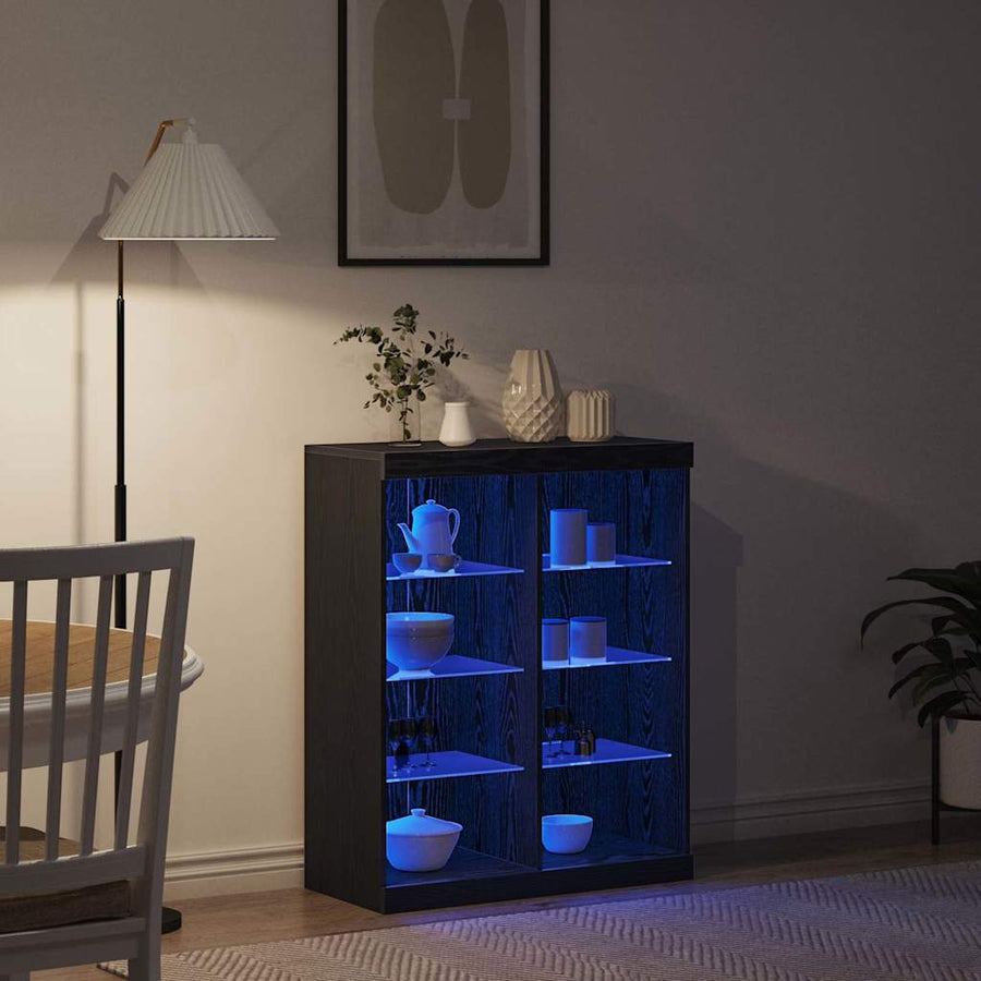 LED Sideboard Zwart Eiken 41 x 37 x 100 cm Bewerkt hout