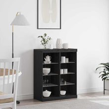 LED Sideboard Zwart Eiken 41 x 37 x 100 cm Bewerkt hout