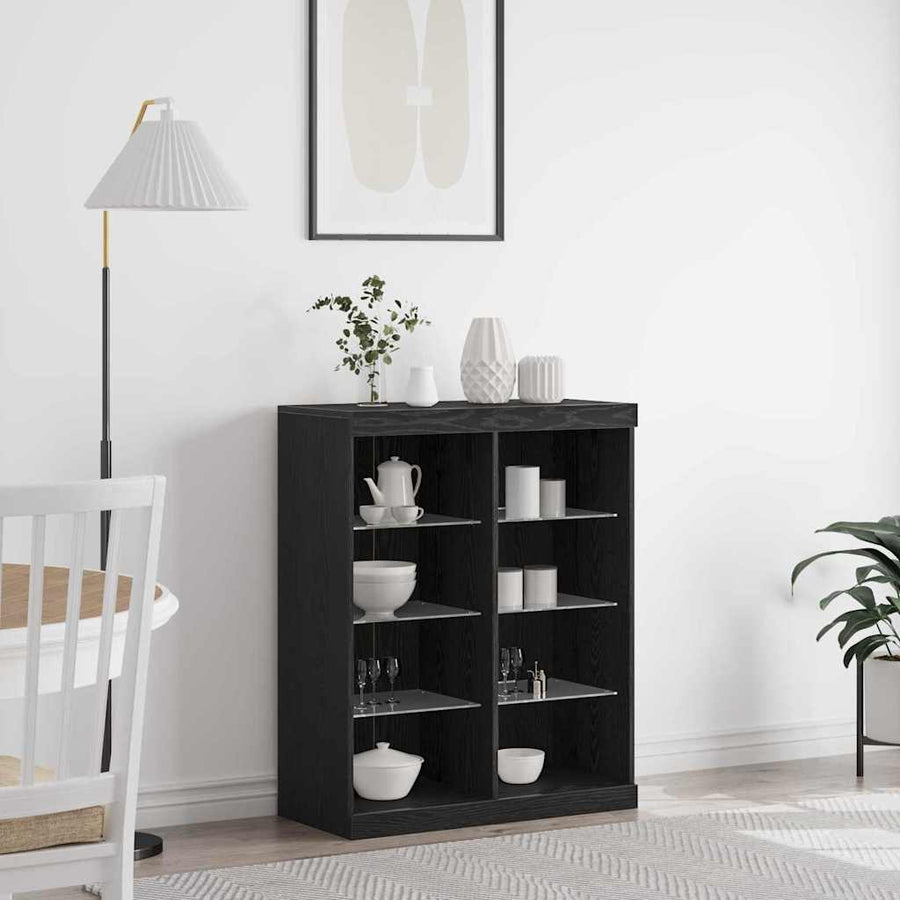 LED Sideboard Zwart Eiken 41 x 37 x 100 cm Bewerkt hout