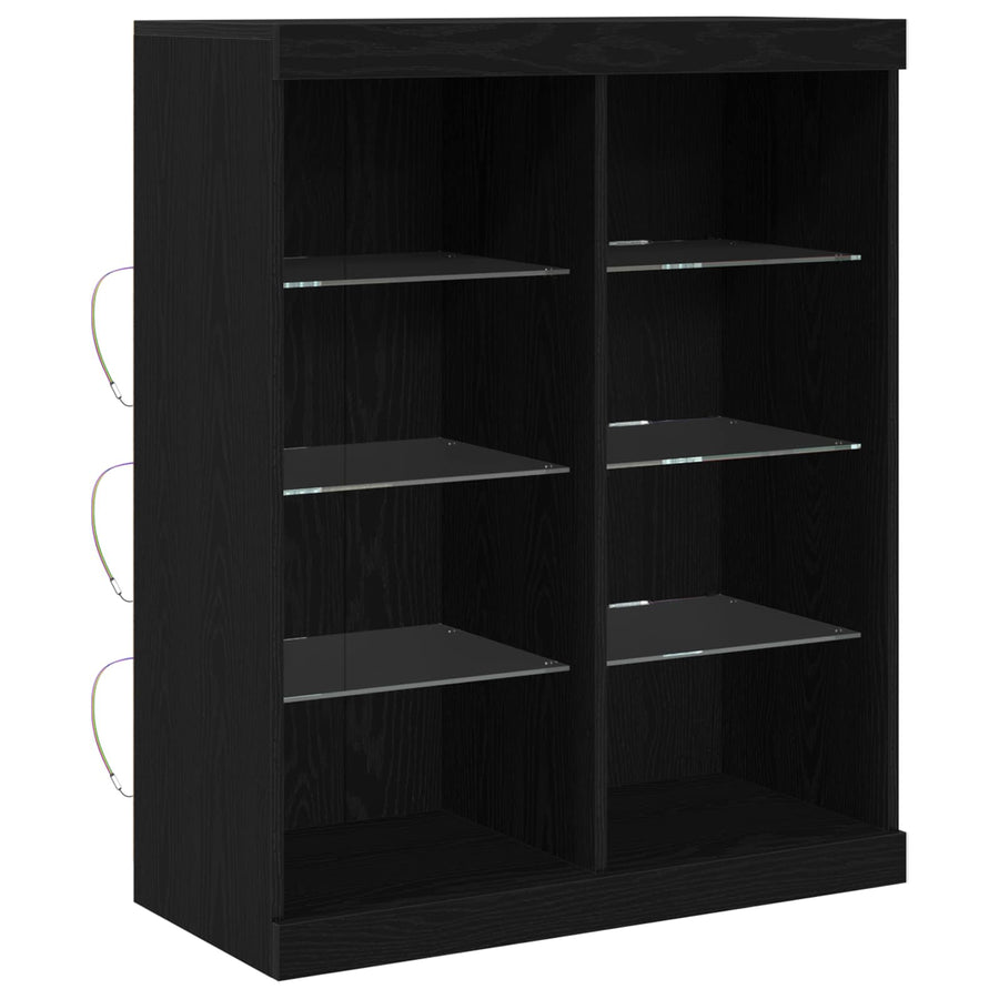 LED Sideboard Zwart Eiken 41 x 37 x 100 cm Bewerkt hout