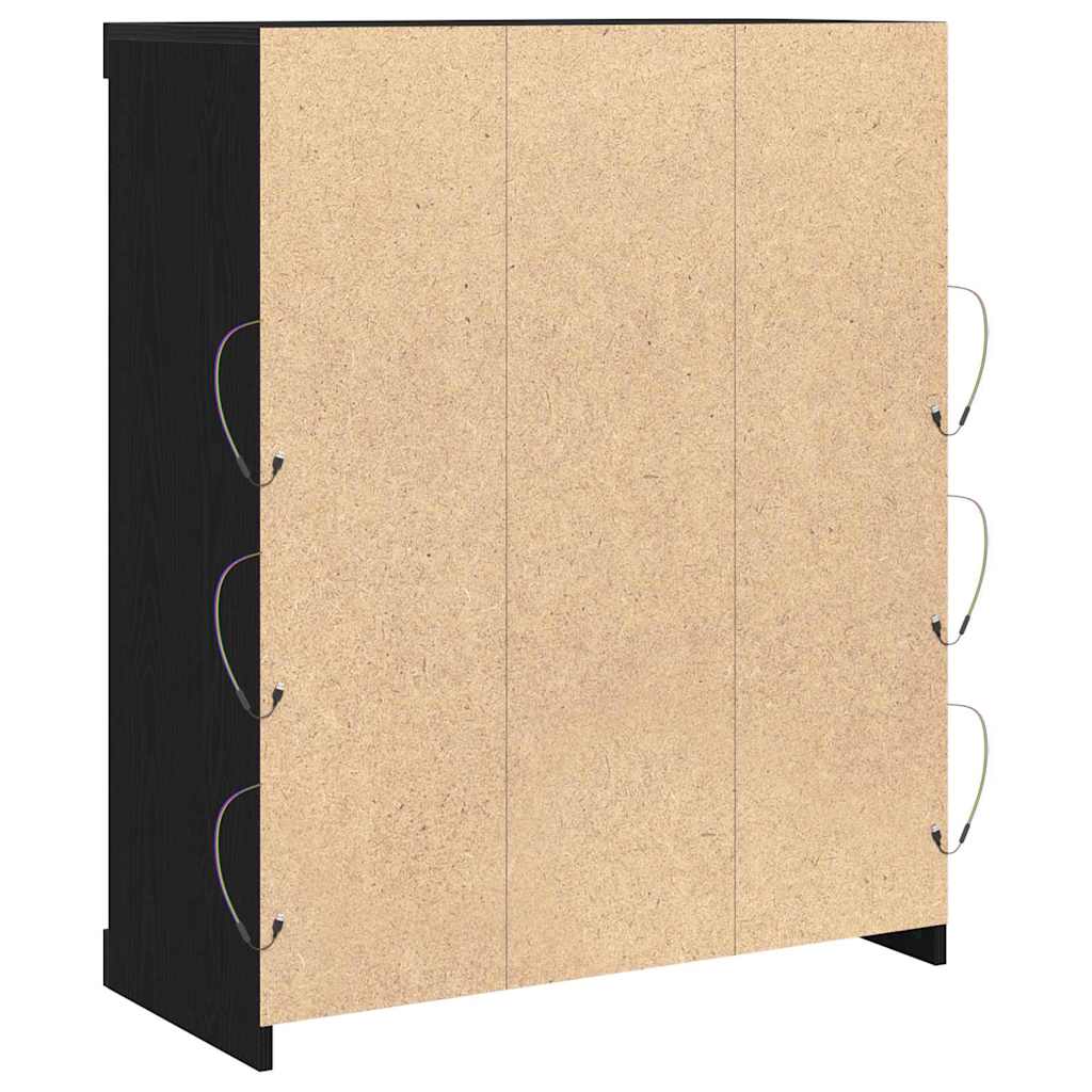 LED Sideboard Zwart Eiken 41 x 37 x 100 cm Bewerkt hout