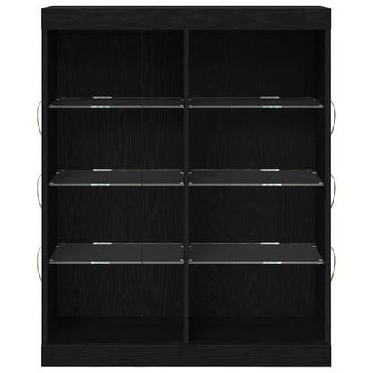 LED Sideboard Zwart Eiken 41 x 37 x 100 cm Bewerkt hout