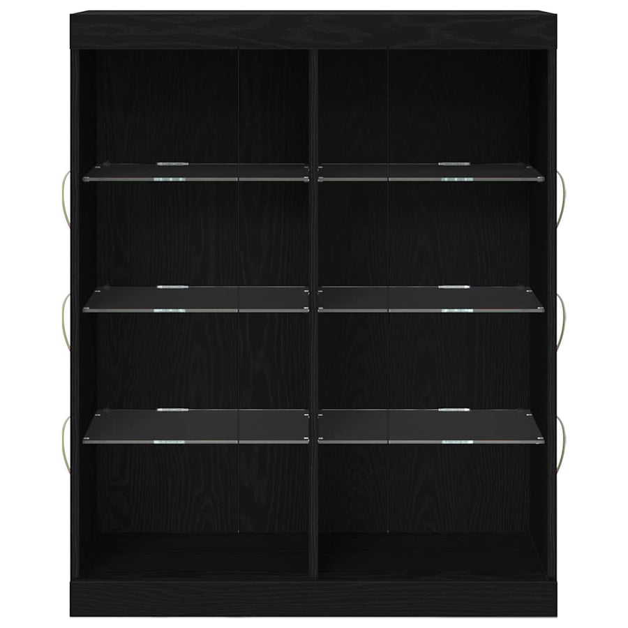 LED Sideboard Zwart Eiken 41 x 37 x 100 cm Bewerkt hout