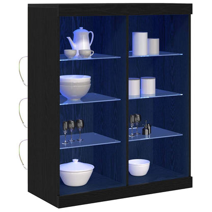 LED Sideboard Zwart Eiken 41 x 37 x 100 cm Bewerkt hout